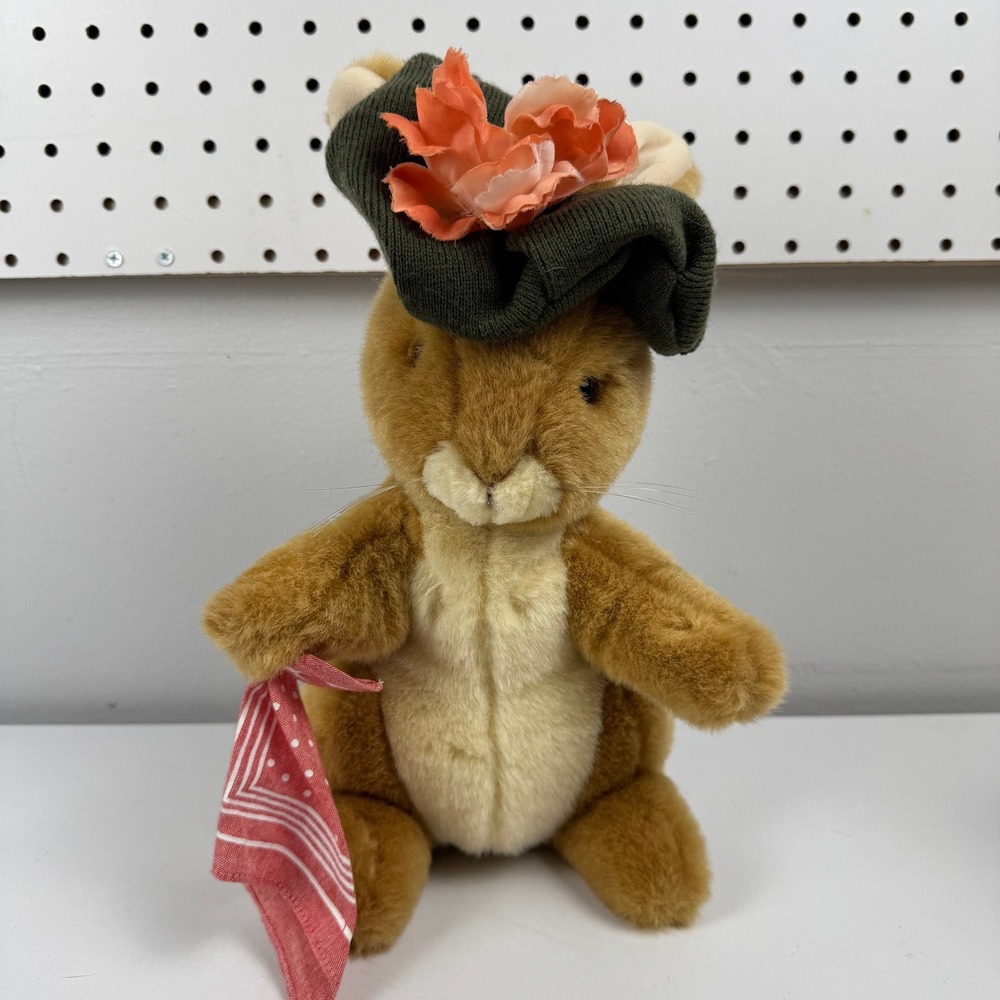 Eden Toys Beatrix Potter Benjamin BunnyPlush Bunny Green Hat Flower Handkerchief